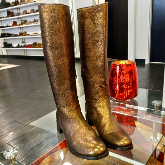 Prada Gold Tall Riding boots - Picture 1 of 11